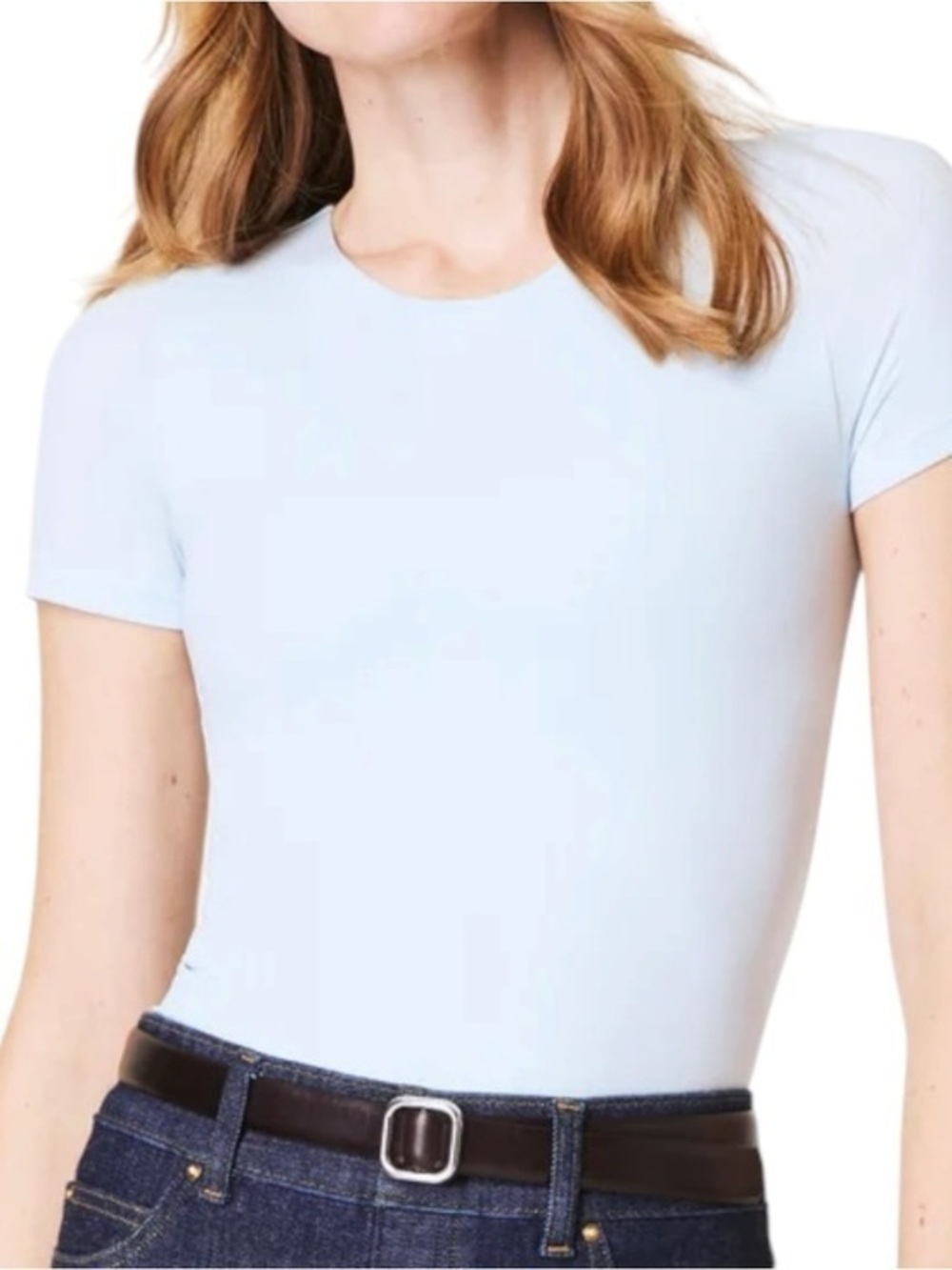 SPANX NWT Size S Light Sky Blue Smoothing Jersey Short Sleeve Crewneck T-Shirt